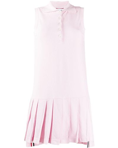 Thom Browne Rwb Stripe Sleeveless Pleated Tennis Dress - Pink