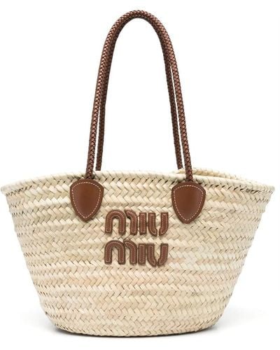 Miu Miu Straw Basket Bag - Natural