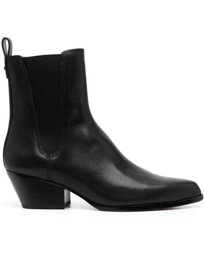 Michael Kors Pointed-toe Leather Ankle Boots - Black