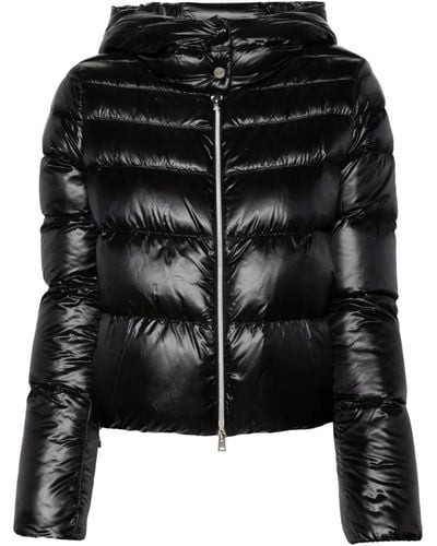 Herno Jacket With Zipper And Hood - Black