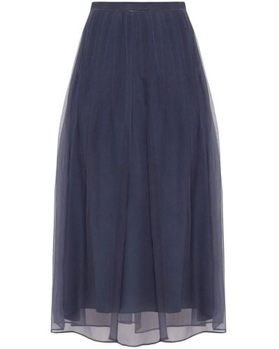 Brunello Cucinelli Silk Skirt - Blue