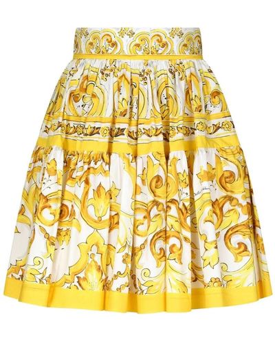 Dolce & Gabbana Majolica Print Skirt - Yellow