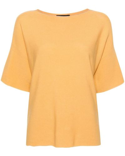 Fabiana Filippi Beaded-trim Short-sleeve Sweater - Orange