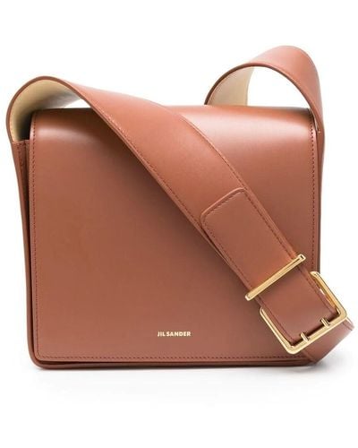 Jil Sander Medium Leather Shoulder Bag - Brown