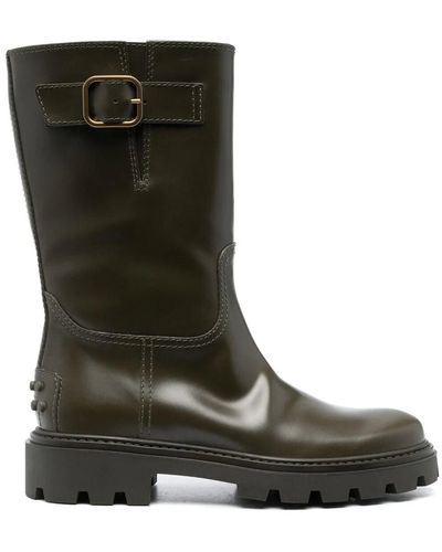 Tod's Buckle-detail Leather Boots - Black