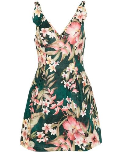 Zimmermann Lexi Floral-print Mini Dress - Green