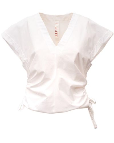 Shirt V Neck Top - White