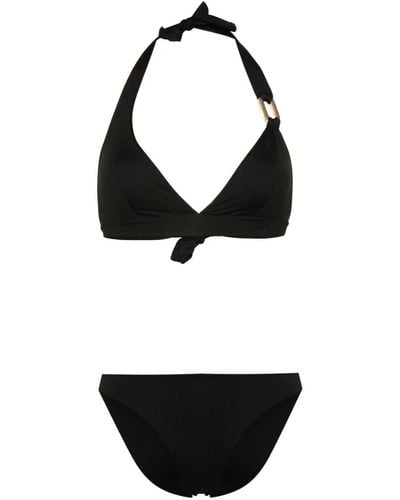 Fisico Golden Detail Bikini Set - Black
