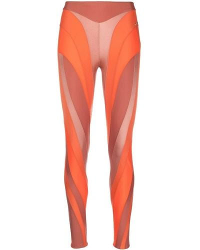 Mugler Spiral Paneled leggings - Orange