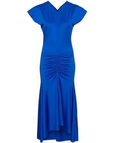 Victoria Beckham Sleeveless Rouched Jersey Dress - Blu
