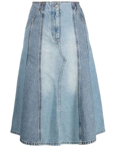 Victoria Beckham Deconstructed Denim Midi Skirt - Blue