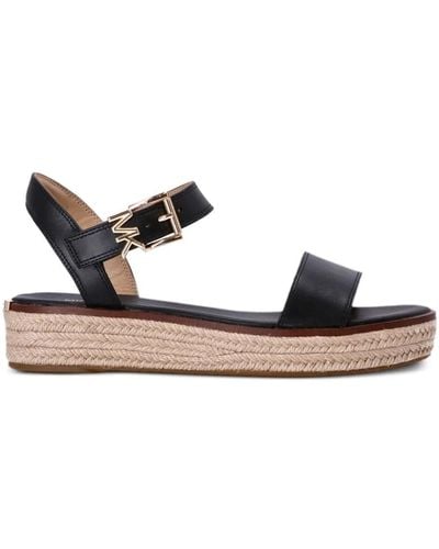 Michael Kors Richie Leather Sandals With Side Logo Buckle - Black