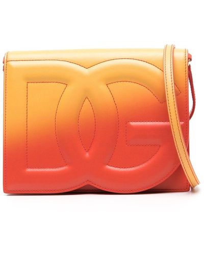 Dolce & Gabbana Logo-embossed Ombré-print Crossbody Bag - Orange