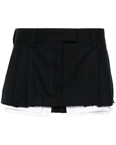 Miu Miu Pleated Pinstripe Miniskirt - Black