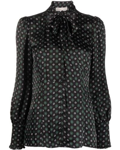 Michael Kors Collection Pussy Bow Blouse Red/Black Polka Dot Silk Size 4