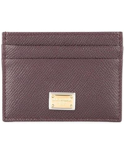 Dolce & Gabbana Leather Credit Card Case - Purple