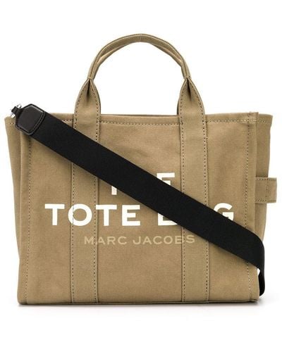 Marc Jacobs Shopper tote the traveller in canvas khaki con stampa logo - Multicolore