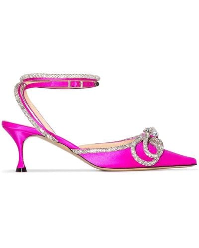Mach & Mach Double Bow 110mm Crystal-embellished Pumps - Pink