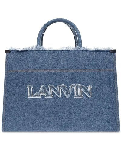 Lanvin In & Out Mm Tote Bag In Denim - Blu