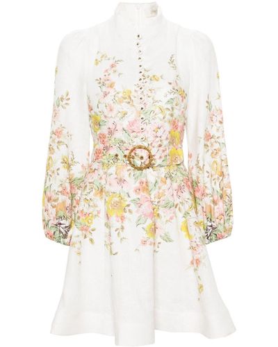 Zimmermann Neutral Matchmaker Floral-print Mini Dress - White