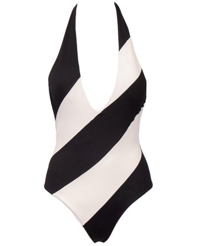 Fisico Striped Swim Suit - Black