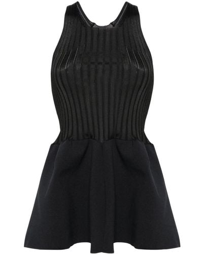 Jil Sander Ribbed-knit Peplum Top - Women's - Viscose/polyester - Black