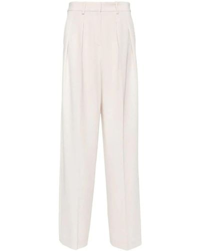 Theory Pleat-Detailing Palazzo Trousers - White