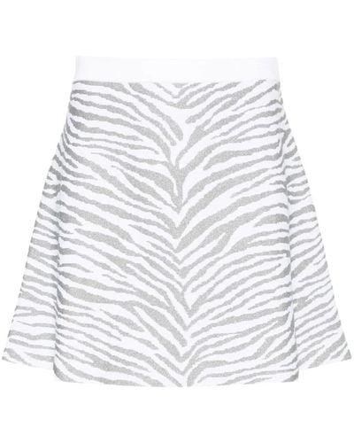 Michael Kors Zebra-pattern Knitted Skirt - White