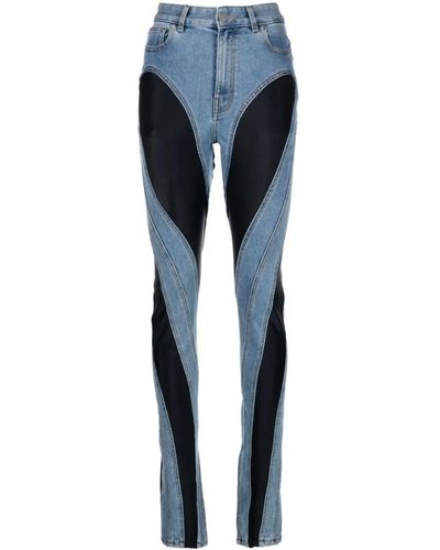 Mugler Slim Jeans With Inserts - Blue