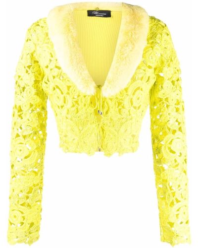 Blumarine Floral-lace Cropped Cardigan - Yellow