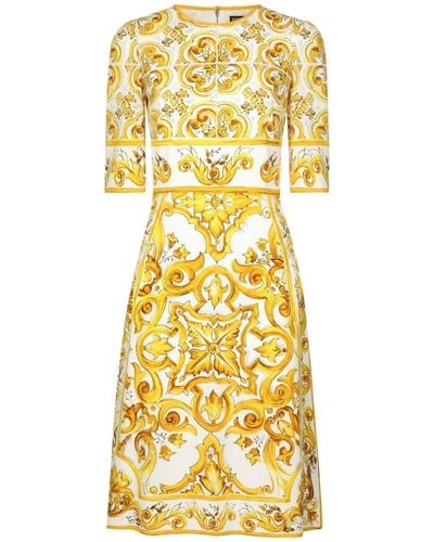 Dolce & Gabbana Majolica Print Dress - Metallic
