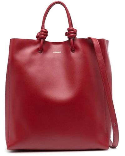 Jil Sander Logo-print Leather Tote Bag - Red