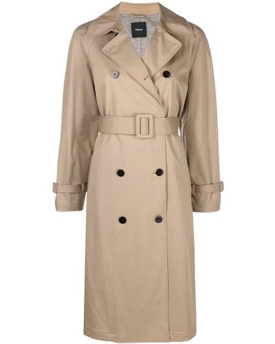 Theory Double-face Belted Trench Coat - Natural