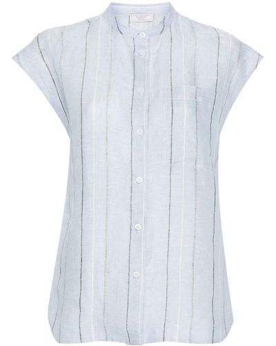 Peserico Striped Linen Shirt - Blue