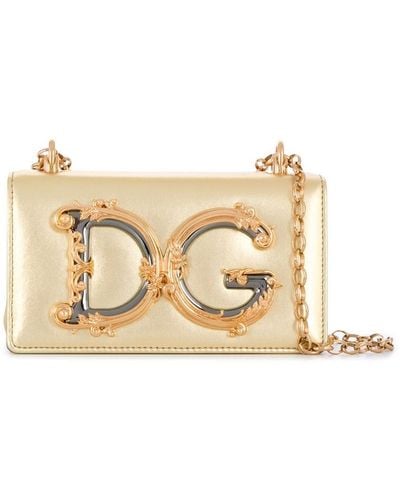 Dolce & Gabbana Phone Bag Dg Girls In Nappa Mordor - Natural