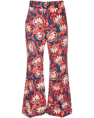 La DoubleJ Hendrix Floral-print Cotton Pants - Red