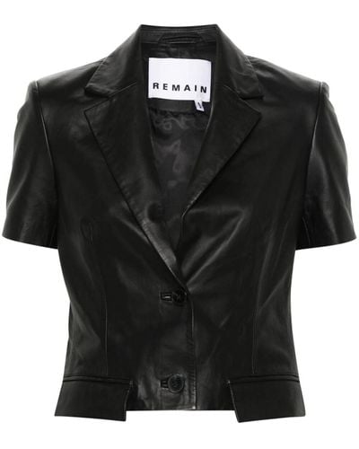 Remain Fitted Leather Blazer - Black