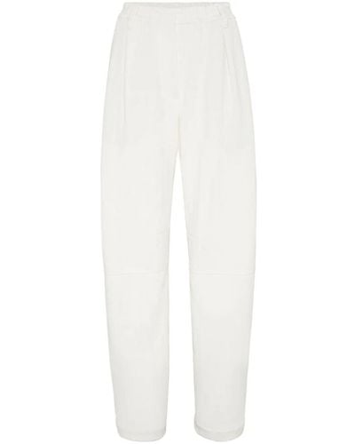 Brunello Cucinelli Pintuck-Detail Straight-Leg Pants - White