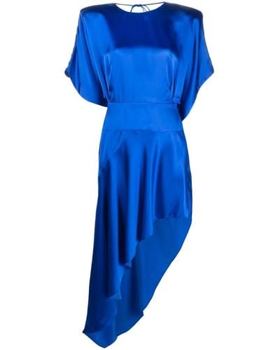 Alexandre Vauthier Asymmetric Satin Dress - Blue