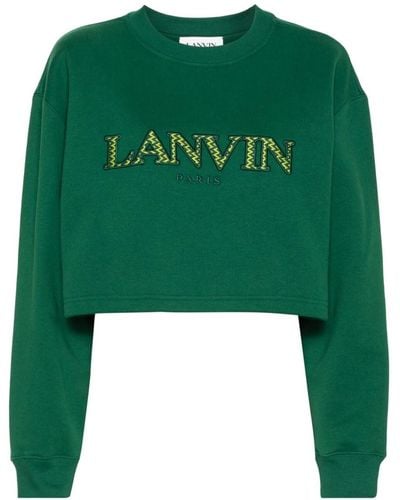 Lanvin Curb Embroidered Cropped Sweatshirt - Verde