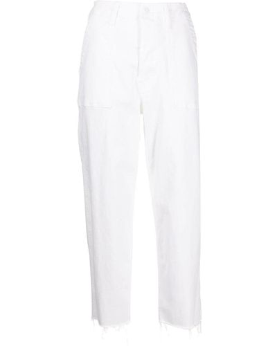 Mother Patch Pocket Private Ankle Fray - White