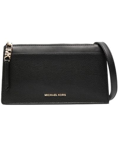MICHAEL Michael Kors Logo-lettering Leather Crossbody Bag - Black