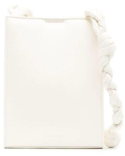 Jil Sander Small Tangle Leather Shoulder Bag - White