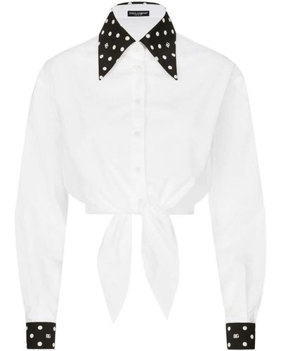 Dolce & Gabbana Polka Dots Collar Shirt - White