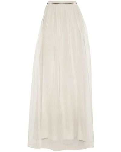 Brunello Cucinelli Silk Skirt - White