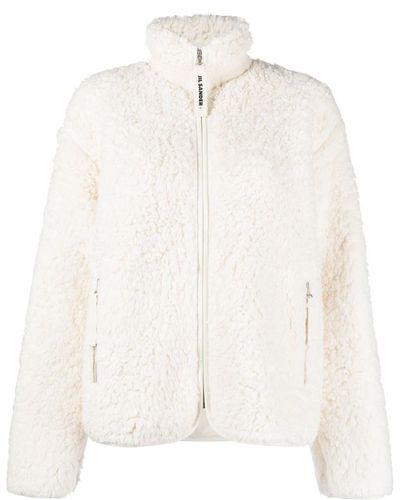 Jil Sander Neutral Faux Shearling Jacket - Women's - Cotton/spandex/elastane/viscose - White