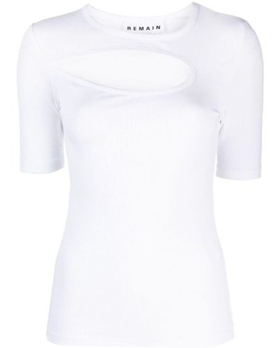 Remain Rib Cut Out T-Shirt - Bianco