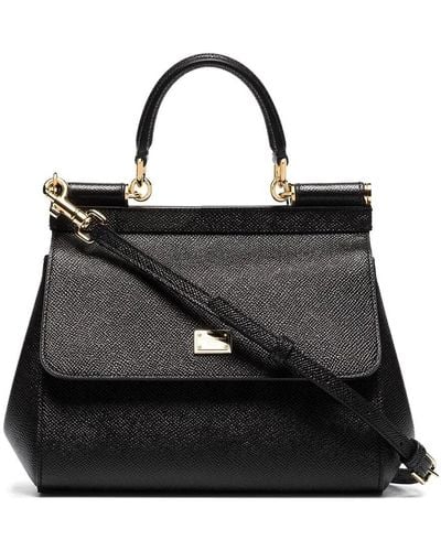 Dolce & Gabbana Sicily Mini Bag Pelle Stampa Dauphine - Black