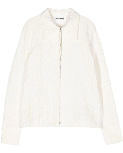 Jil Sander Embossed Cotton Shirt Camicie Bianco