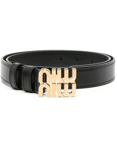 Miu Miu Logo-buckle Leather Belt - Black